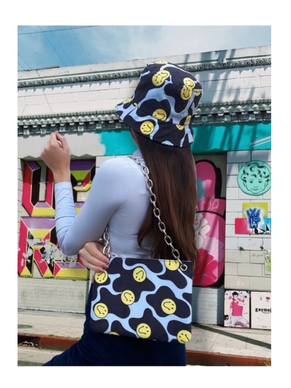 VHTF: new Valfre ☻︎ Serotonin Smiley Face Chain Strap Bag︎ ☻︎ Black Vegan Suede - Picture 14 of 16